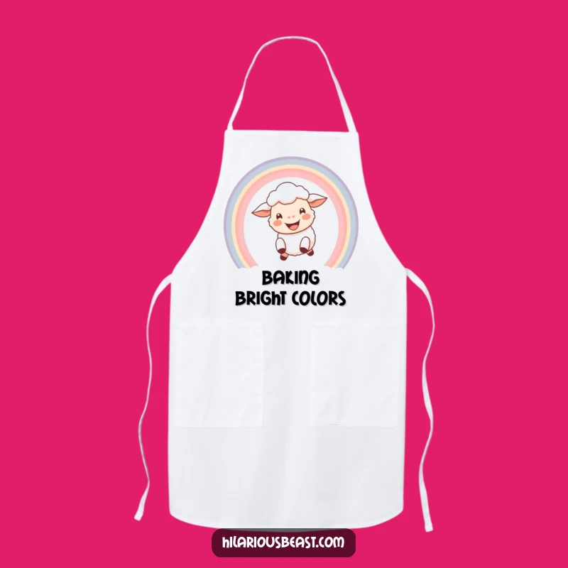 Funny Happy Sheep Rainbow Apron - Joyful & Hilarious Kitchen Gift