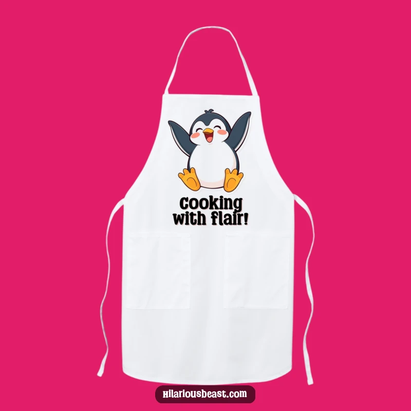 Funny Happy Penguin Apron - Exaggerated Excitement in the Kitchen Gift