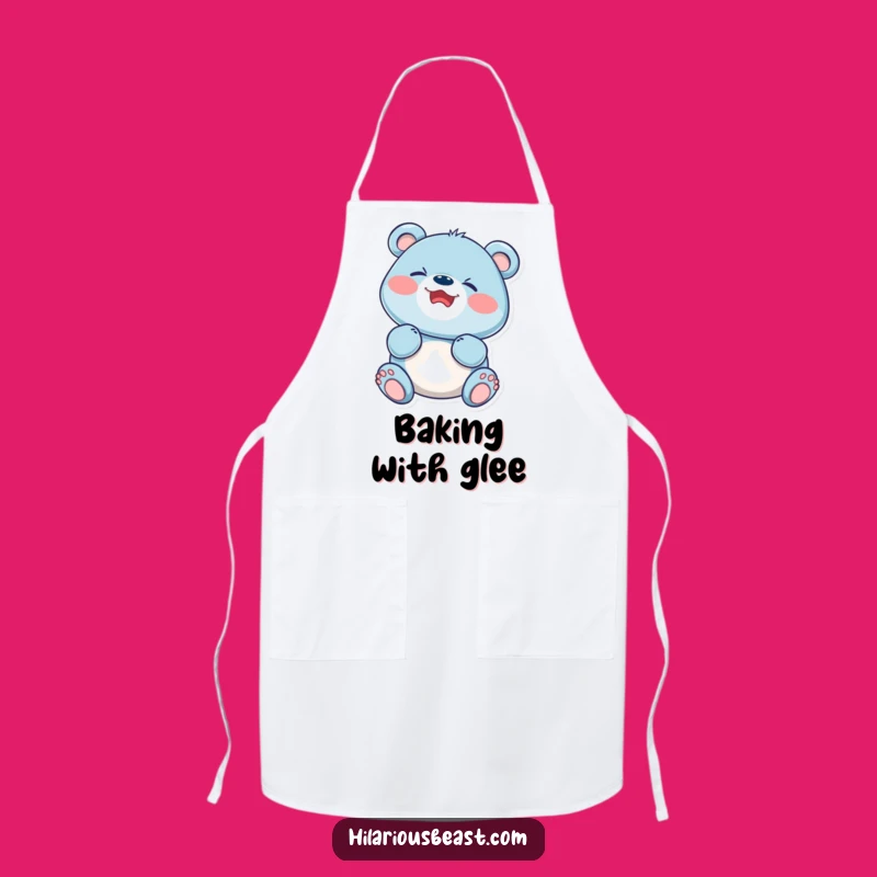 Funny Blue Bear Cub Giggling Apron: Hilarious Kitchen Wear for Chefs