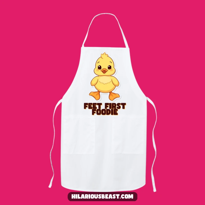 Funny Duckling Apron: Chef's Comical Waddling Duckling with Big Feet, Kitchen Funny Gift