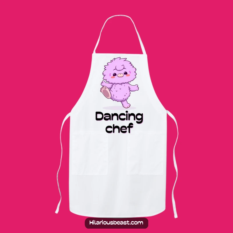 Funny Purple Creature Apron - Fluffy Dancer, Big Feet, Kitchen Humor Gift