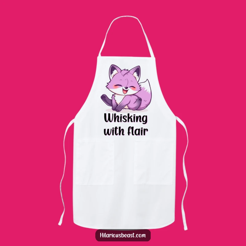 Funny Purple Fox Cub Tumbling Apron: Hilarious Kitchen Wear for Joyful Cooks