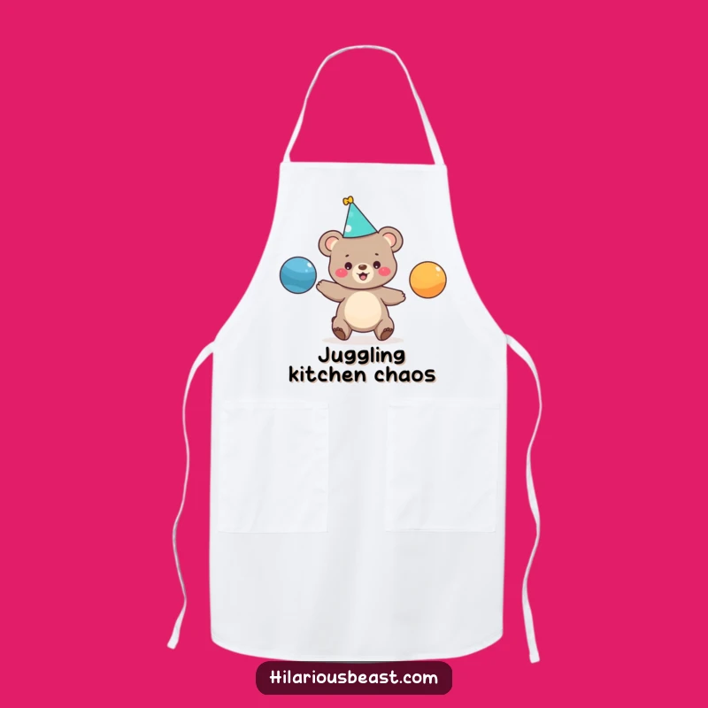 Funny Juggling Bear Cub Apron - Hilarious Kitchen Gift for Bakers