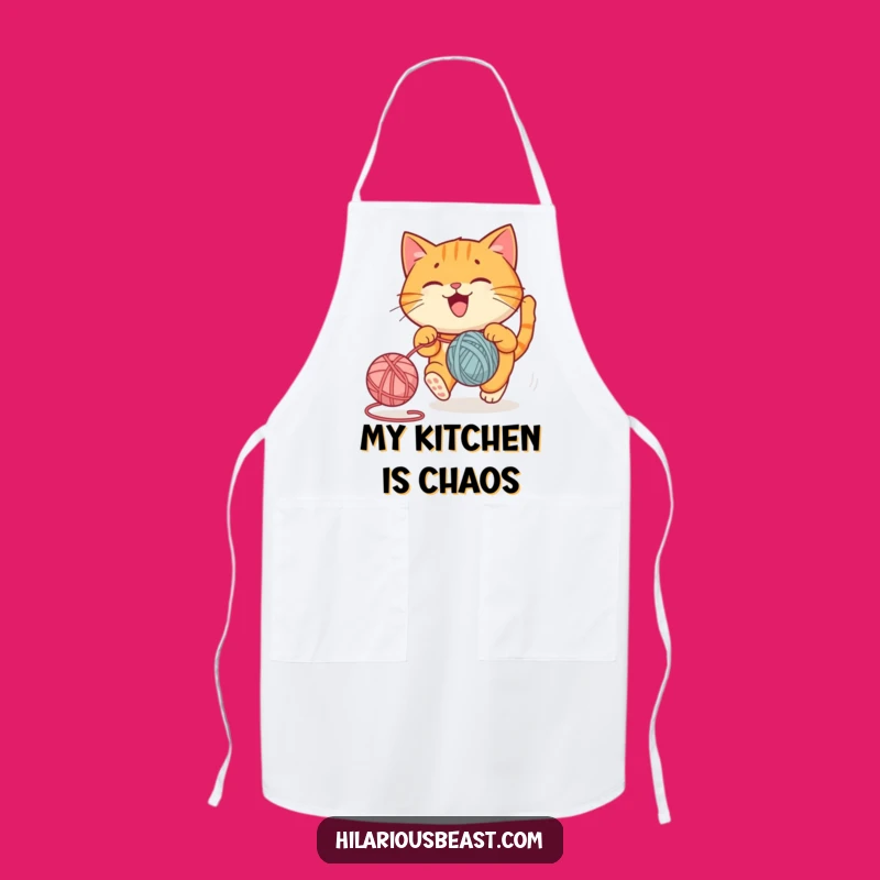 Funny Cat Apron: Playful Chasing Chef Wear, Practical Funny Gift