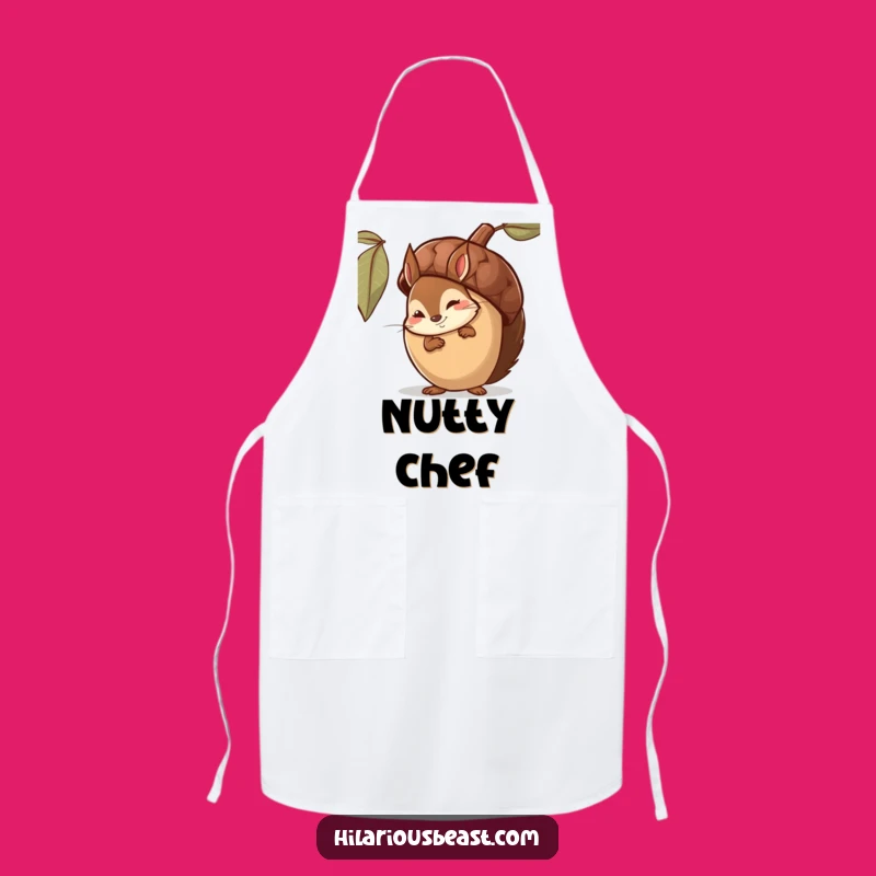 Funny Squirrel Apron: Shy Acorn Peeker with Smirk, Great Comedic Kitchen Gift