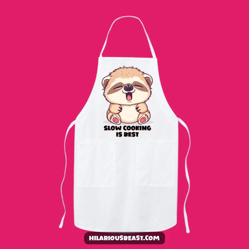 Funny Sloth Cub Apron: Tiny Yawn Kitchen Apron, Cooking Gift
