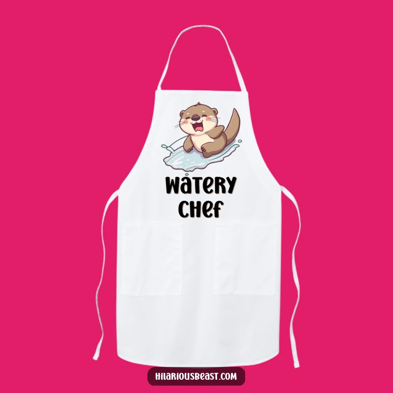 Funny Otter Apron: Giggling Slider, Water Splash, Kitchen Playful Gift