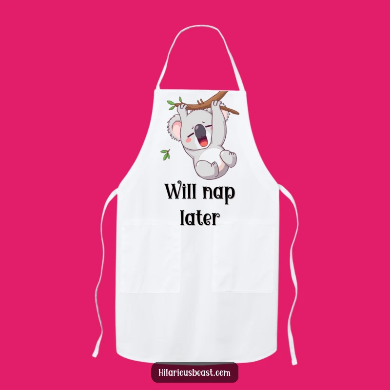 Funny Sleepy Koala Yawning Apron, Hilarious Kitchen Wear for Lazy Chefs