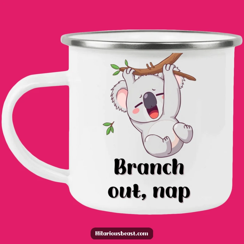 Funny Sleepy Koala Yawning Camping Mug, Hilarious Outdoor Companion for Naps