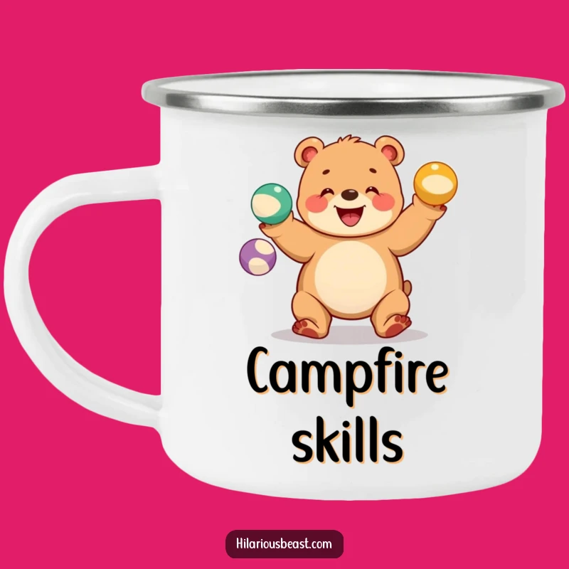 Funny Bear Cub Juggling Camping Mug - Outdoor Hilarious Circus Gift