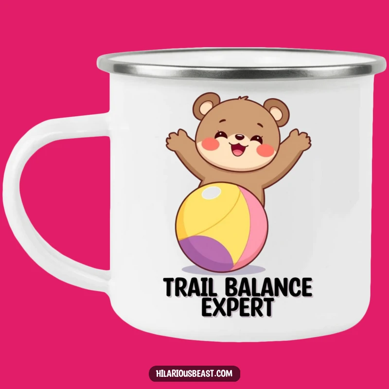 Durable Funny Bear Cub Balancing Camping Mug for Outdoor Fun