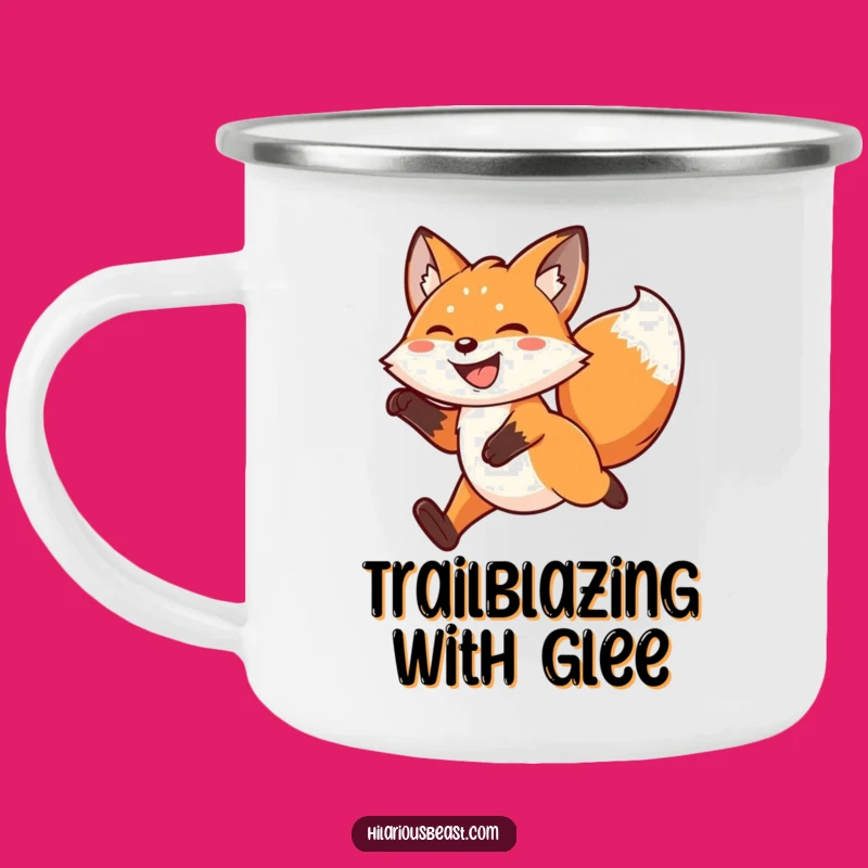Durable Funny Kawaii Fox Leaping Camping Mug for Outdoor Fun