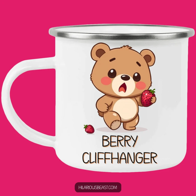 Funny Bear Cub Stumble Camping Mug - Surprised Berry Balance Outdoor Cup Gift