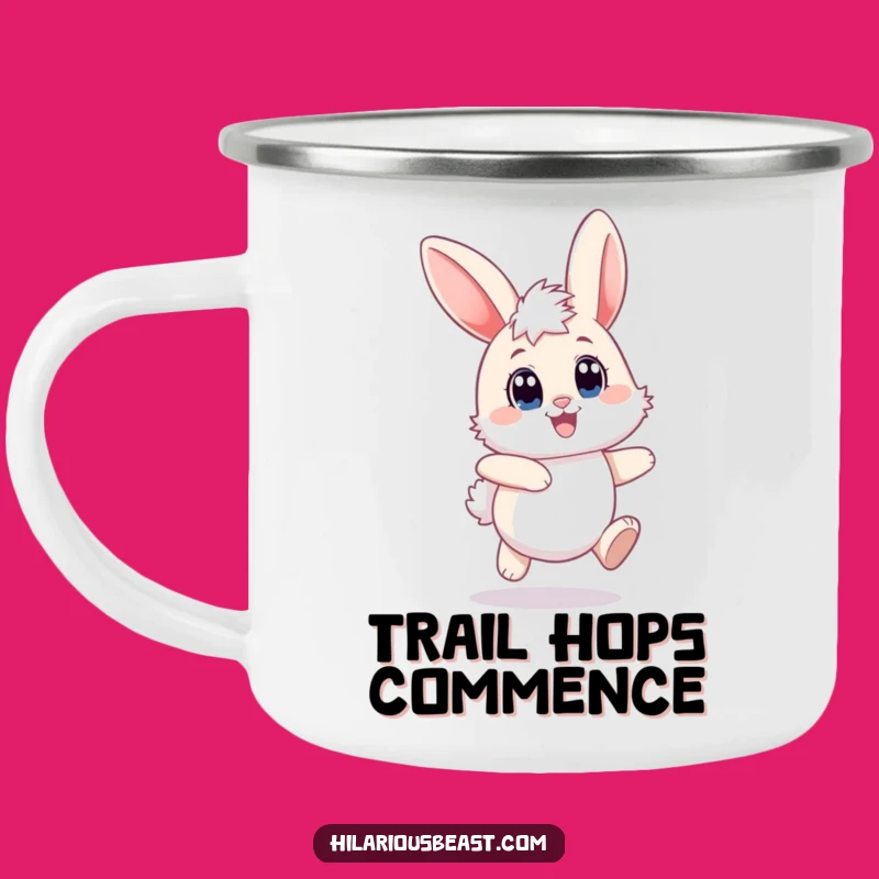Funny Bunny Campfire Mug - Joyful Hopping Outdoors, Perfect Adventure Gift