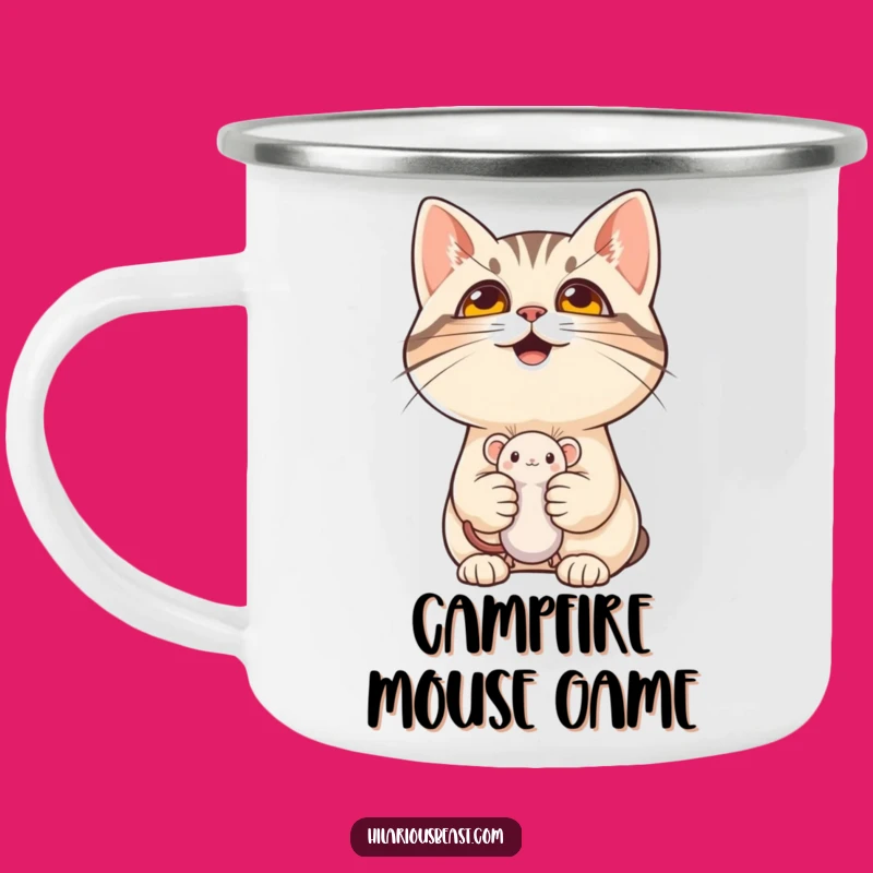 Funny Cat Mouse Toy Camping Mug: Adventures with Feline Cunning