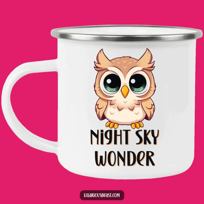 Funny Curious Owl Camping Mug - Enormous Eyes Surprise Cup Gift