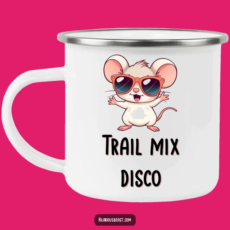 Funny Disco Mouse Camping Mug - Groovy Sunglasses Enamel Cup, Outdoor Gift