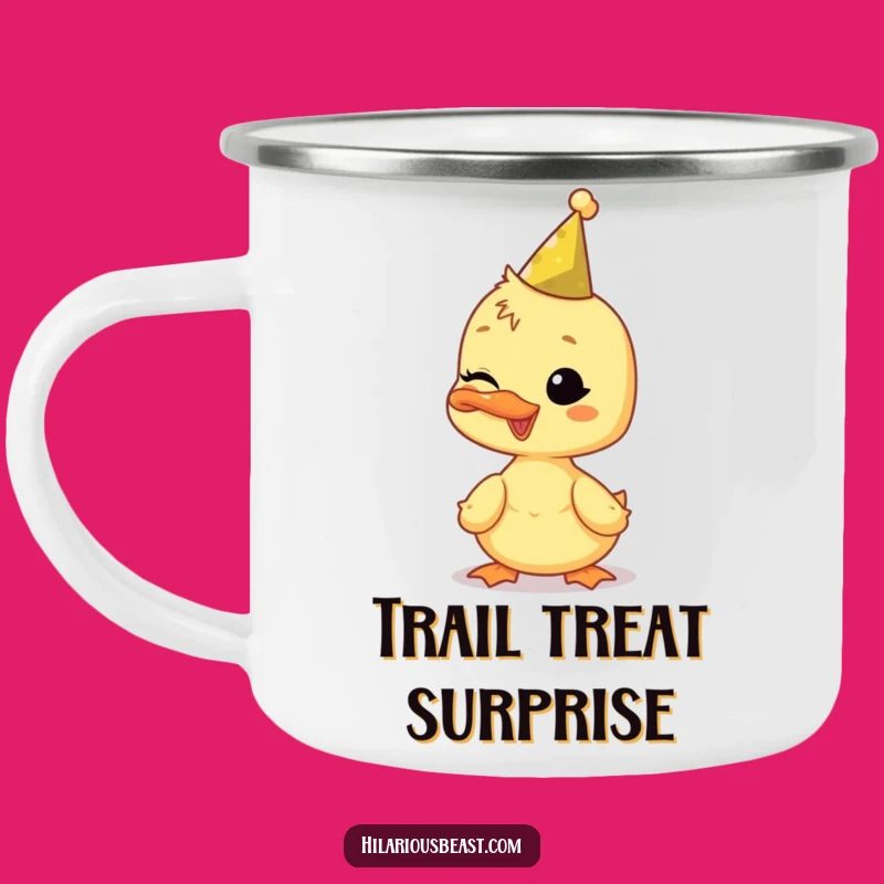 Funny Duckling Enamel Camping Mug: Party Vibes and Winks Outdoors!
