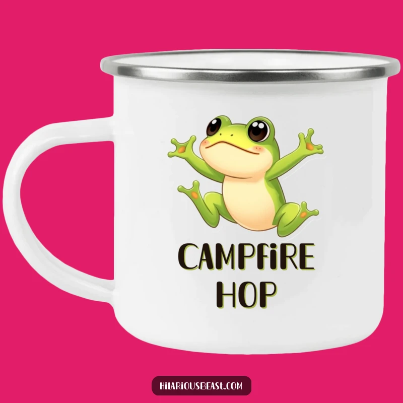 Funny Frog Camping Mug: Enamel Surprised Leaping Frog, Durable Funny Outdoor Gift