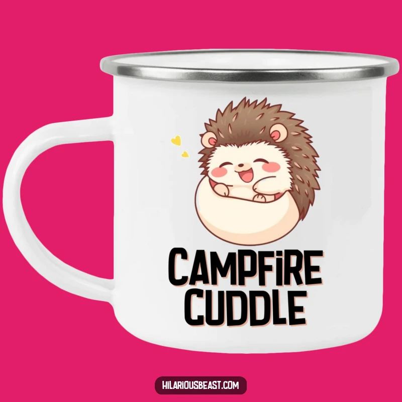 Funny Happy Hedgehog Camping Mug: Your Rolling Companion for Outdoor Fun