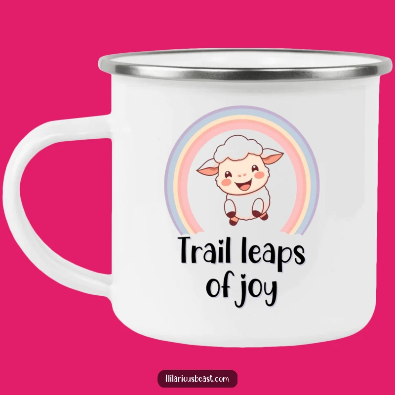 Funny Happy Sheep Rainbow Camping Mug - Durable & Hilarious Outdoor Gift