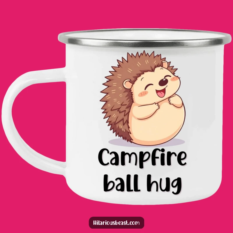 Funny Hedgehog Camping Mug - Enamel Rolling Ball Cup, Outdoor Laugh Gift