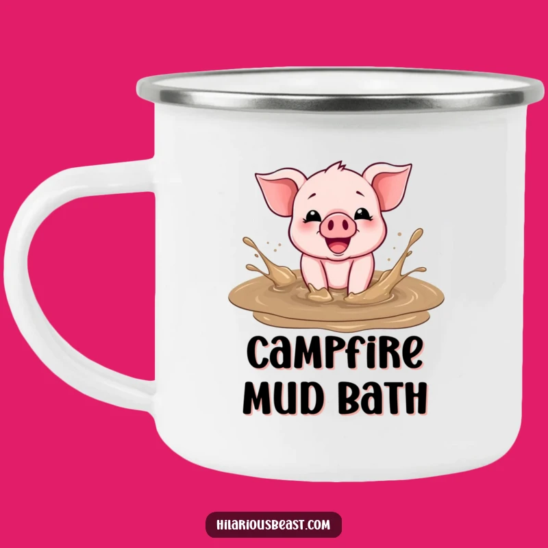 Funny Piglet Camping Mug: Cheerful Mud Splasher, Perfect Comedic Outdoor Gift