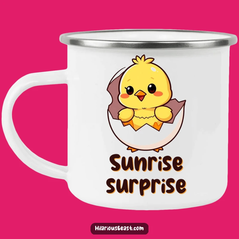 Funny Yellow Chick Hatching Camping Mug: Hilarious Outdoor Drinkware