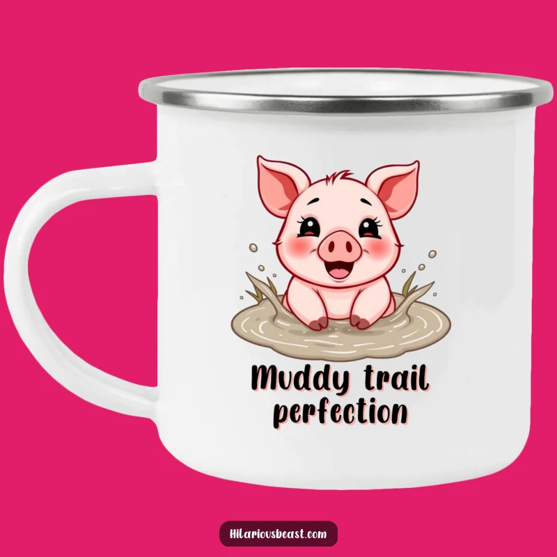 Funny Piglet Mud Puddle Camping Mug - Outdoorsy Cheerful Cup