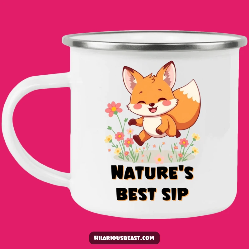 Funny Fox Camping Mug: Joyful Leaping for Playful Outdoor Sips
