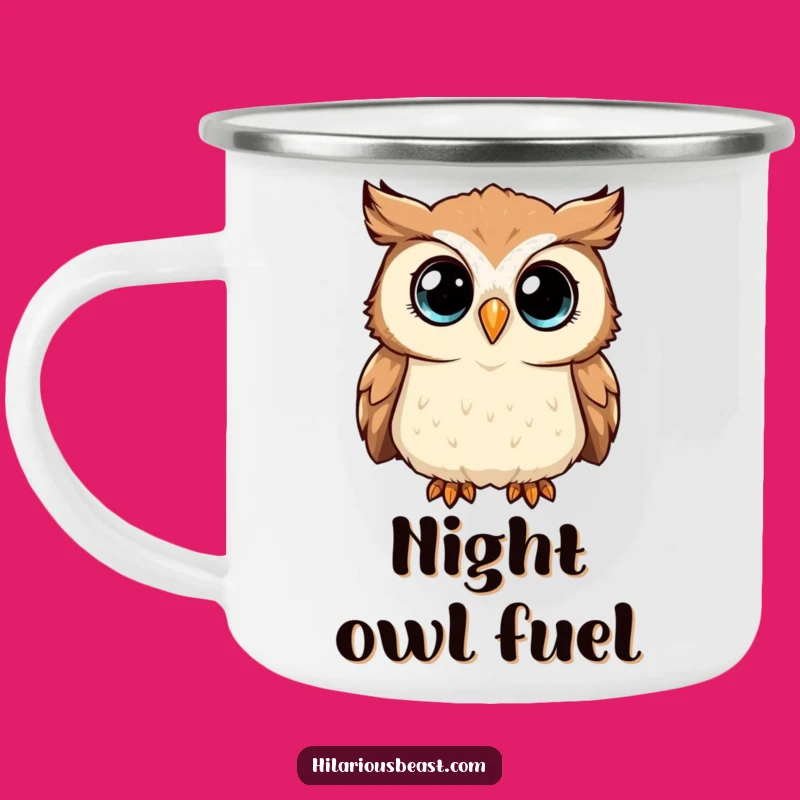 Funny Owl Camping Mug: Curious Head Tilter, Perfect Comedic Outdoor Gift