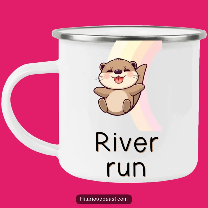 Funny Otter Camping Mug: Joyful Rainbow Slider Outdoor Mug - Great Funny Gift