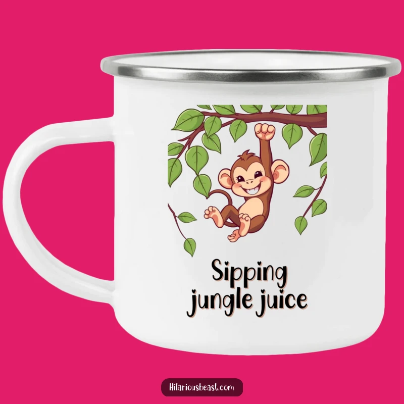 Funny Monkey Grin Camping Mug - Outdoorsy Swinger Cup