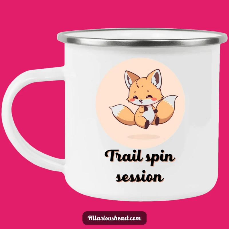 Funny Fox Cub Tail Chase Camping Mug - Durable & Hilarious Outdoor Gift