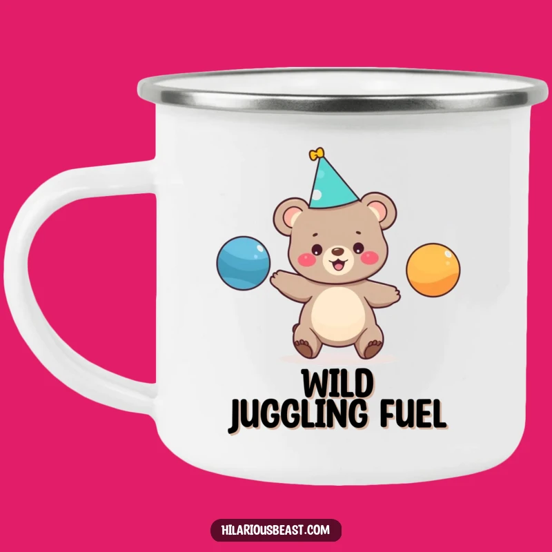 Funny Juggling Bear Cub Camping Mug - Durable & Hilarious Outdoor Gift