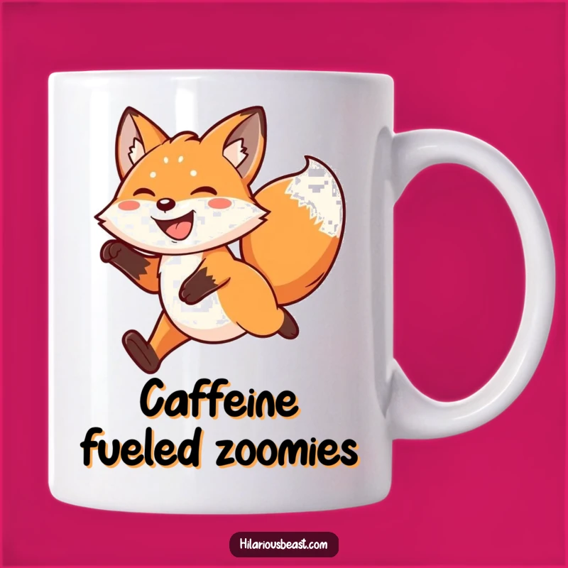 Funny Kawaii Fox Leaping Mug A Joyful Gift for Energetic Souls