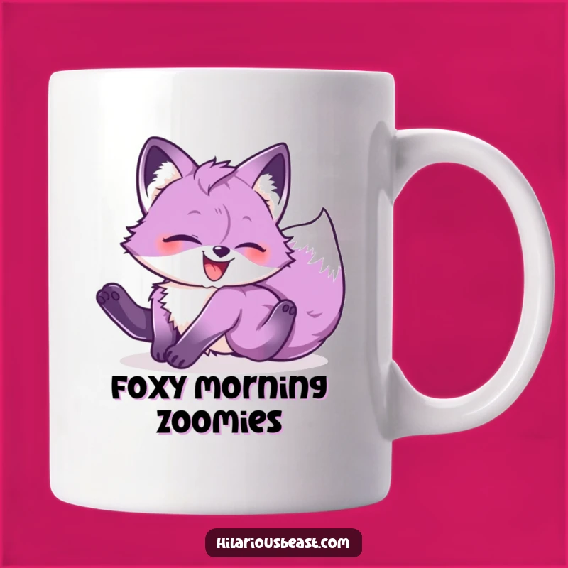 Funny Purple Fox Cub Tumbling Mug: Glee-Filled Hilarious Gift for Fox Lovers