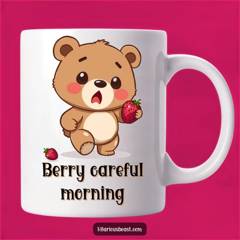 Funny Bear Cub Balancing Mug - Surprised Berry Stumble Gift