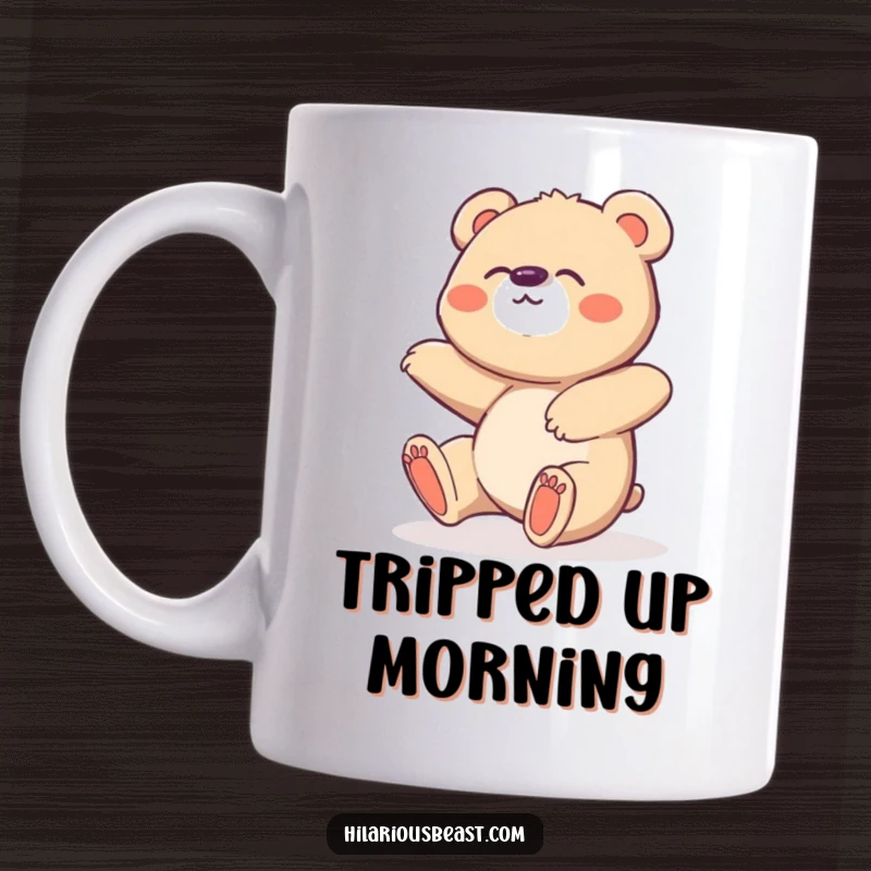 Funny Bear Cub Mug: Cute, clumsy cub trips and giggles, bringing joy and humor.