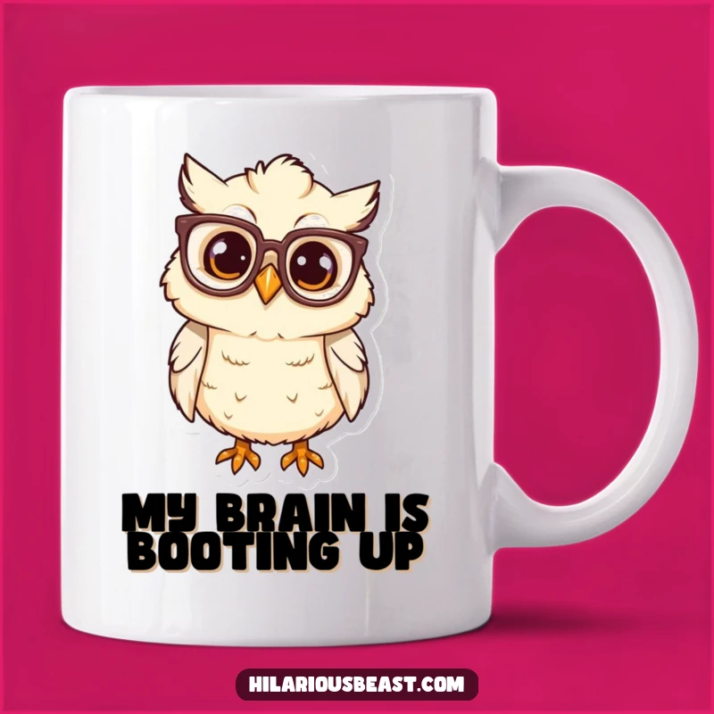 Funny Curious Owl Chick Mug, Oversized Glasses Gift for Owl Lovers