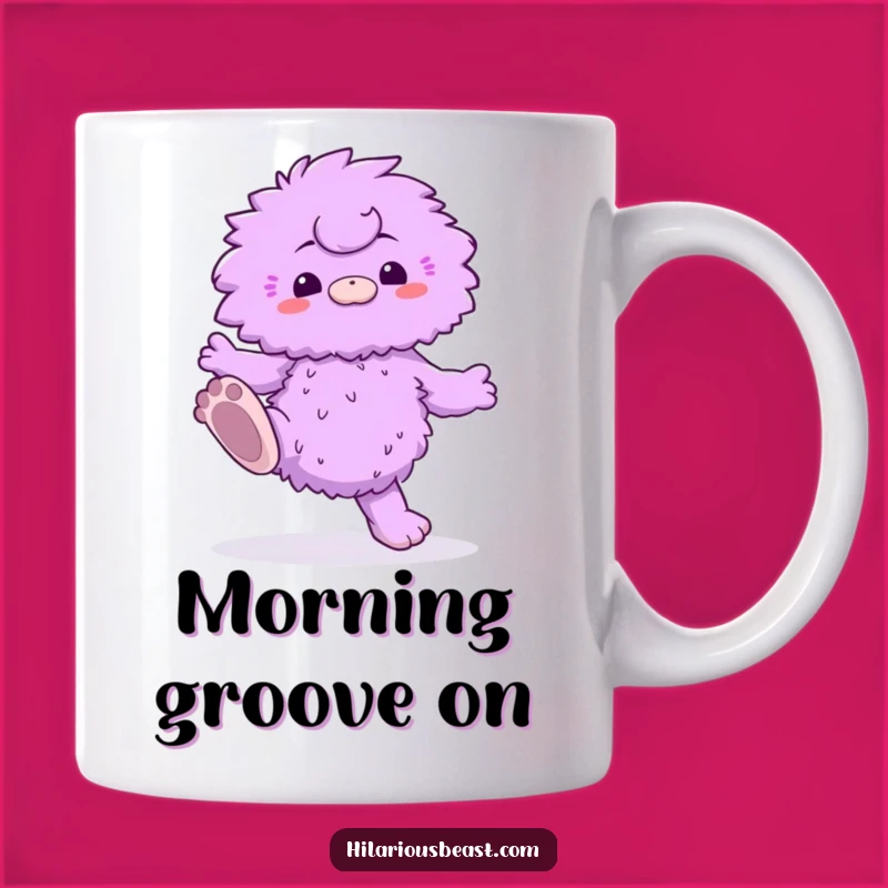 Funny Purple Creature Mug - Fluffy Dancer with Big Feet, Hilarious Gift Idea