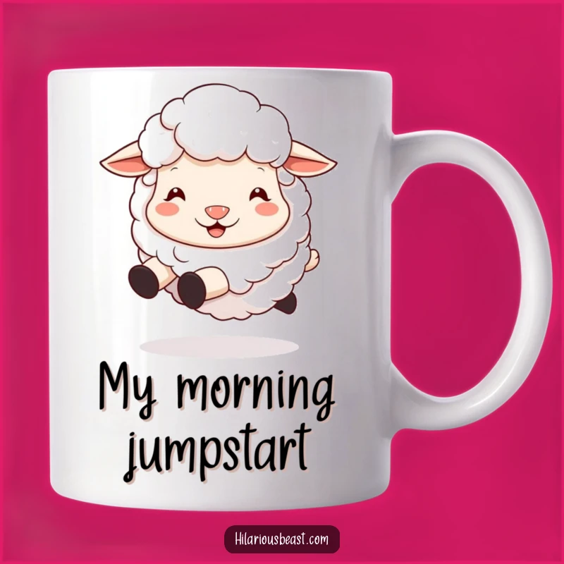 Funny Sheep Mug: A Fluffy Friend's Silly Bounce for a Perfect Gift!