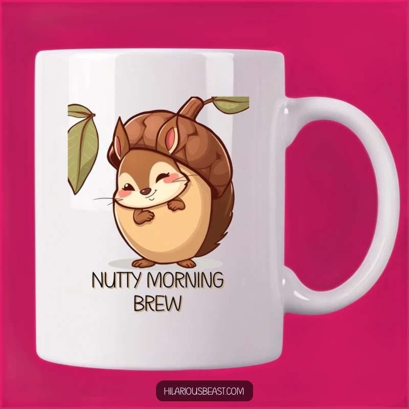 Funny Squirrel Mug: Shy Acorn Peeker with Smirk, Perfect Nutty Gift for Laughs