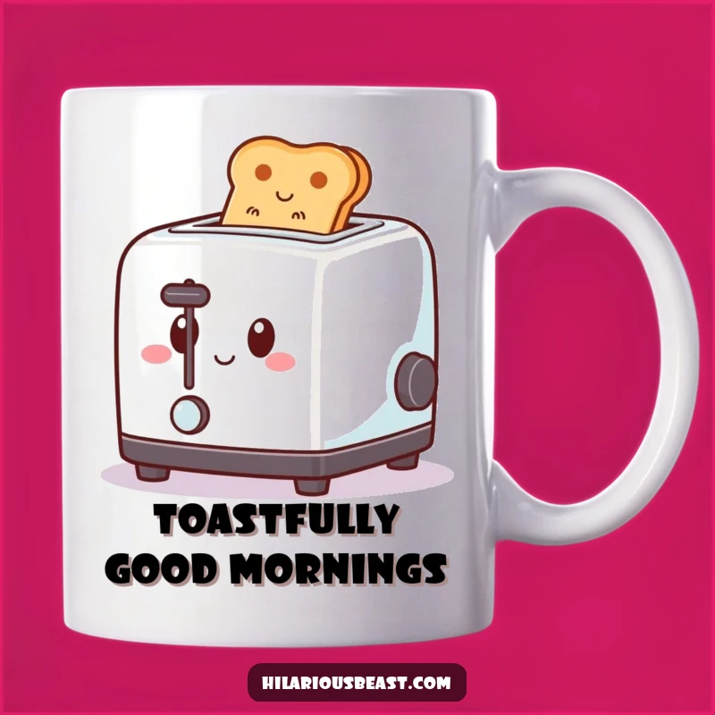 Funny Toaster Mug - Happy Expression Pop-Up Toast, Breakfast Humor Gift