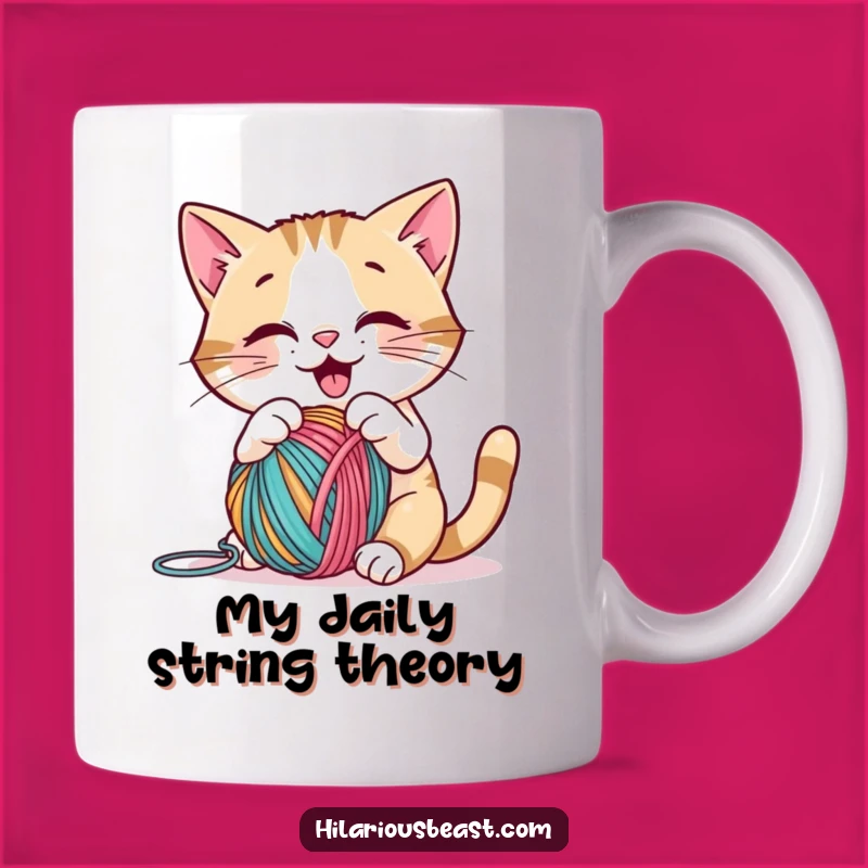 Funny Cat Yarn Mug: Playful Kitty Humor for a Purrfectly Cheerful Gift