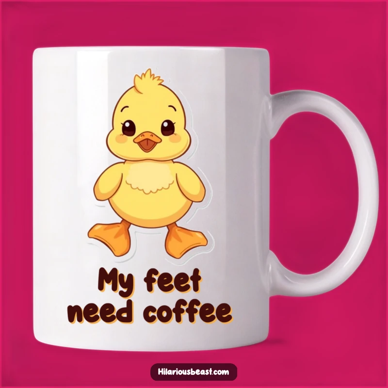 Funny Duckling Mug Gift: Adorable Waddling Duckling with Giant Feet, Perfect Comedic Drinkware