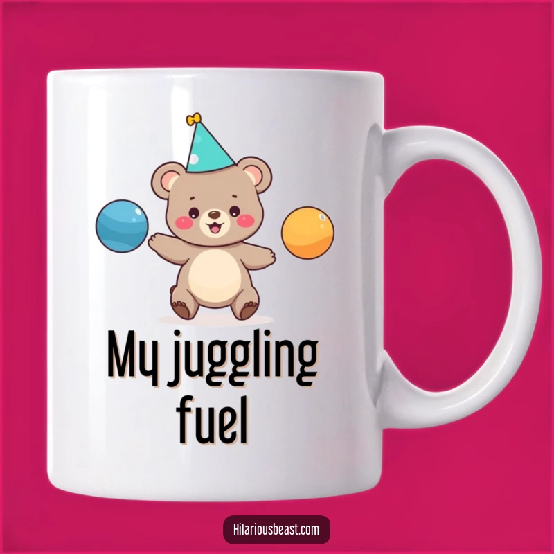Funny Party Bear Cub Juggling Mug - Adorable Animal Gift for Celebrations