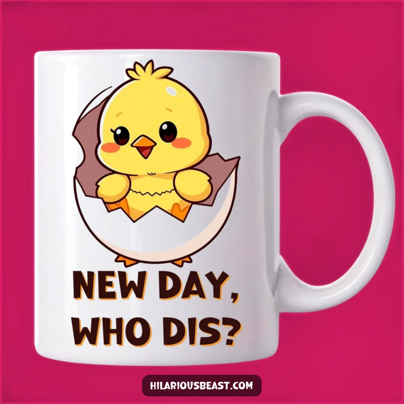 Funny Yellow Chick Hatching Mug: Surprised Happiness for a Hilarious Gift
