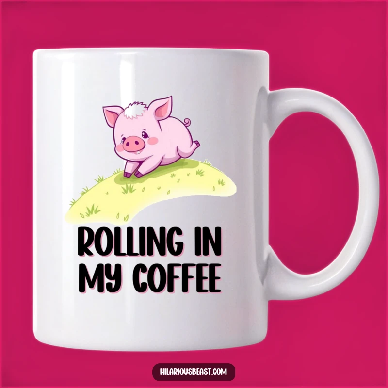 Funny Purple Piglet Rolling Mug - Happy Hillside Piggy Gift