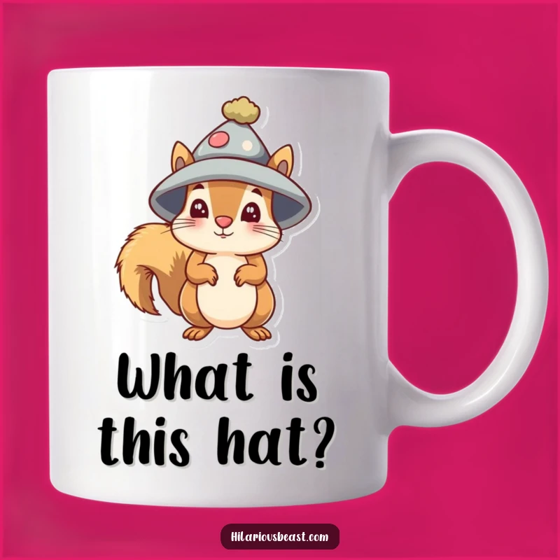 Funny Squirrel Bewildered Mug: Silly Hat Humor, Unique Gift Idea